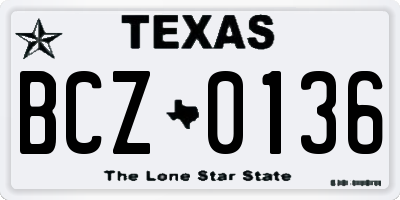 TX license plate BCZ0136