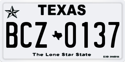 TX license plate BCZ0137