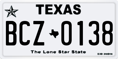 TX license plate BCZ0138