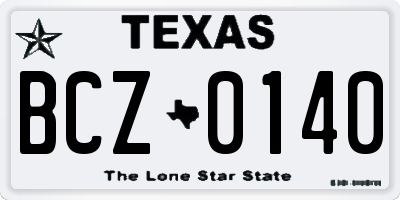 TX license plate BCZ0140