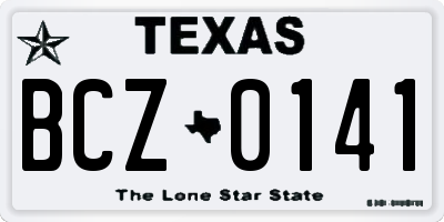TX license plate BCZ0141