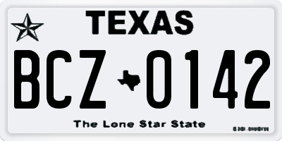 TX license plate BCZ0142