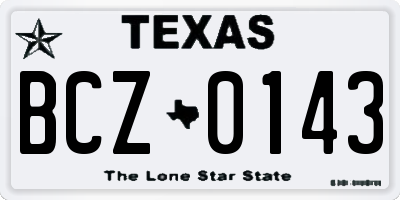 TX license plate BCZ0143