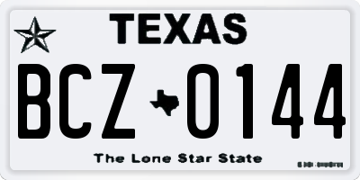TX license plate BCZ0144