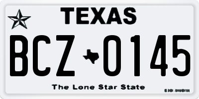 TX license plate BCZ0145