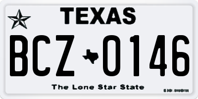 TX license plate BCZ0146