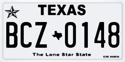 TX license plate BCZ0148