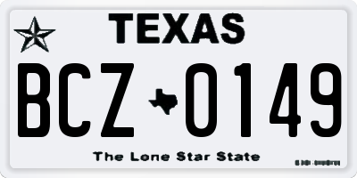 TX license plate BCZ0149