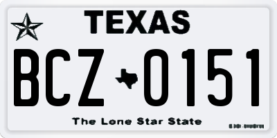 TX license plate BCZ0151