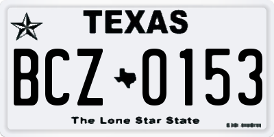 TX license plate BCZ0153