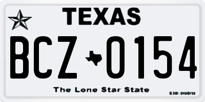 TX license plate BCZ0154