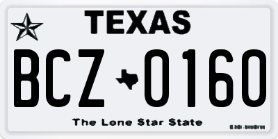 TX license plate BCZ0160
