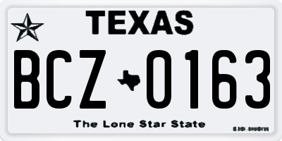 TX license plate BCZ0163