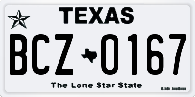 TX license plate BCZ0167