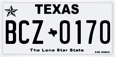 TX license plate BCZ0170