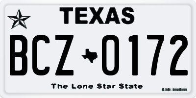 TX license plate BCZ0172