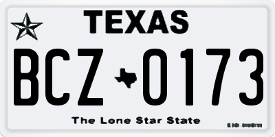 TX license plate BCZ0173