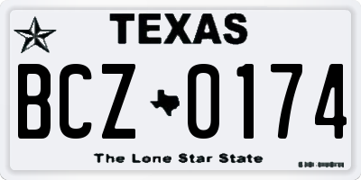 TX license plate BCZ0174