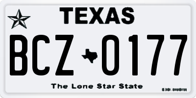 TX license plate BCZ0177