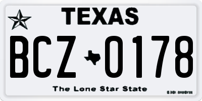 TX license plate BCZ0178