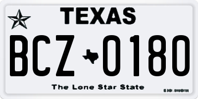 TX license plate BCZ0180