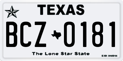 TX license plate BCZ0181