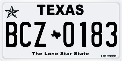 TX license plate BCZ0183