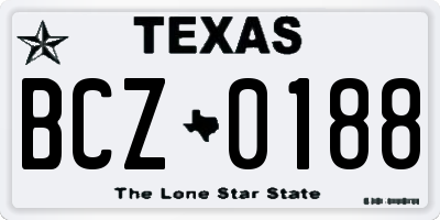 TX license plate BCZ0188