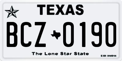 TX license plate BCZ0190