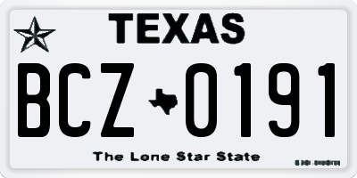 TX license plate BCZ0191