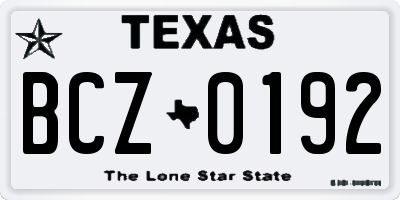 TX license plate BCZ0192