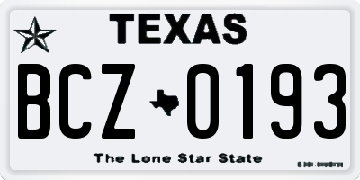 TX license plate BCZ0193