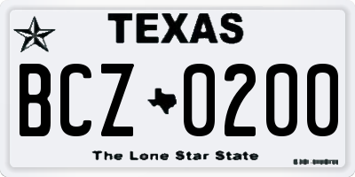 TX license plate BCZ0200
