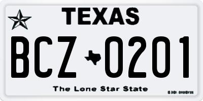 TX license plate BCZ0201