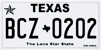 TX license plate BCZ0202