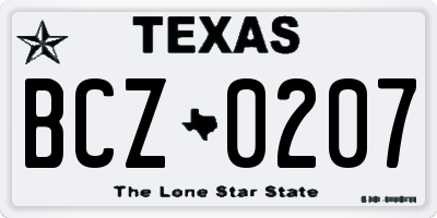 TX license plate BCZ0207