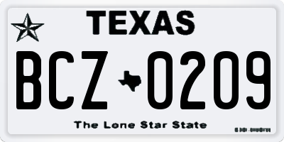 TX license plate BCZ0209