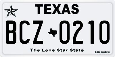 TX license plate BCZ0210