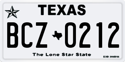 TX license plate BCZ0212