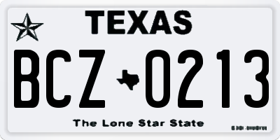 TX license plate BCZ0213