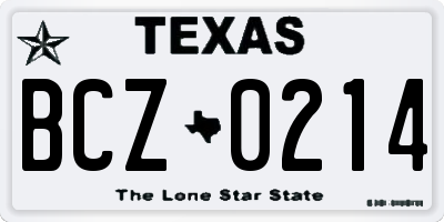 TX license plate BCZ0214