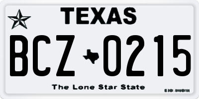 TX license plate BCZ0215