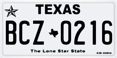 TX license plate BCZ0216