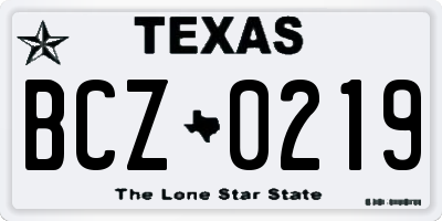 TX license plate BCZ0219