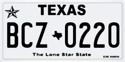 TX license plate BCZ0220