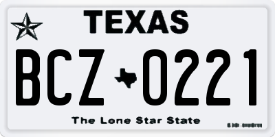 TX license plate BCZ0221