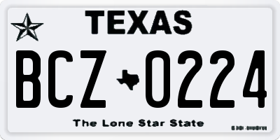 TX license plate BCZ0224