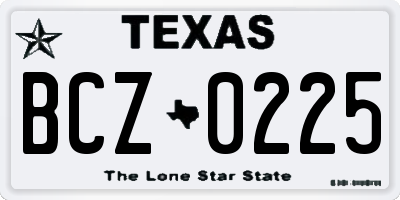 TX license plate BCZ0225