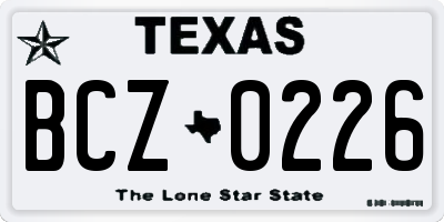 TX license plate BCZ0226