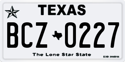 TX license plate BCZ0227